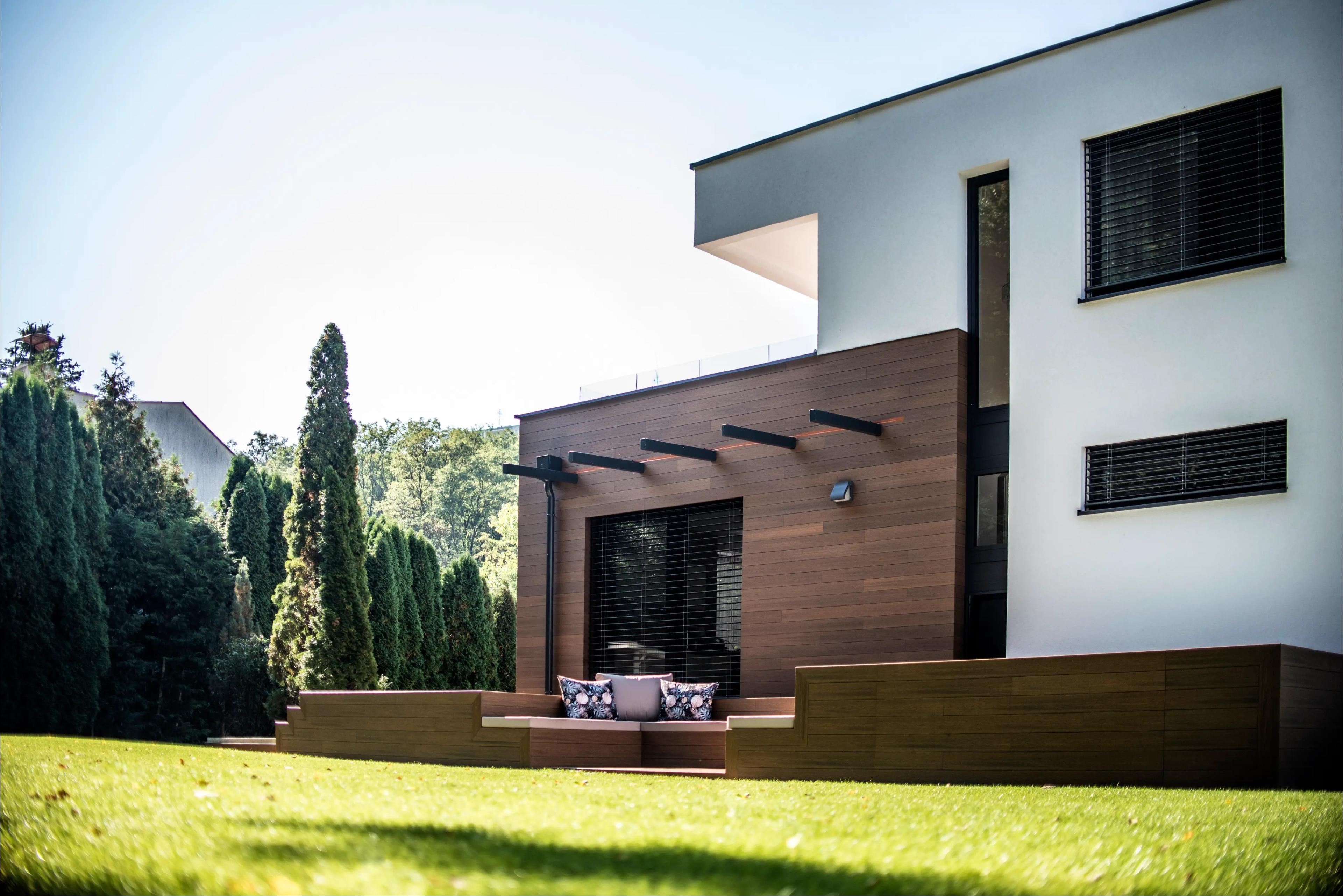 Luxury composite wood terrace at a modern house